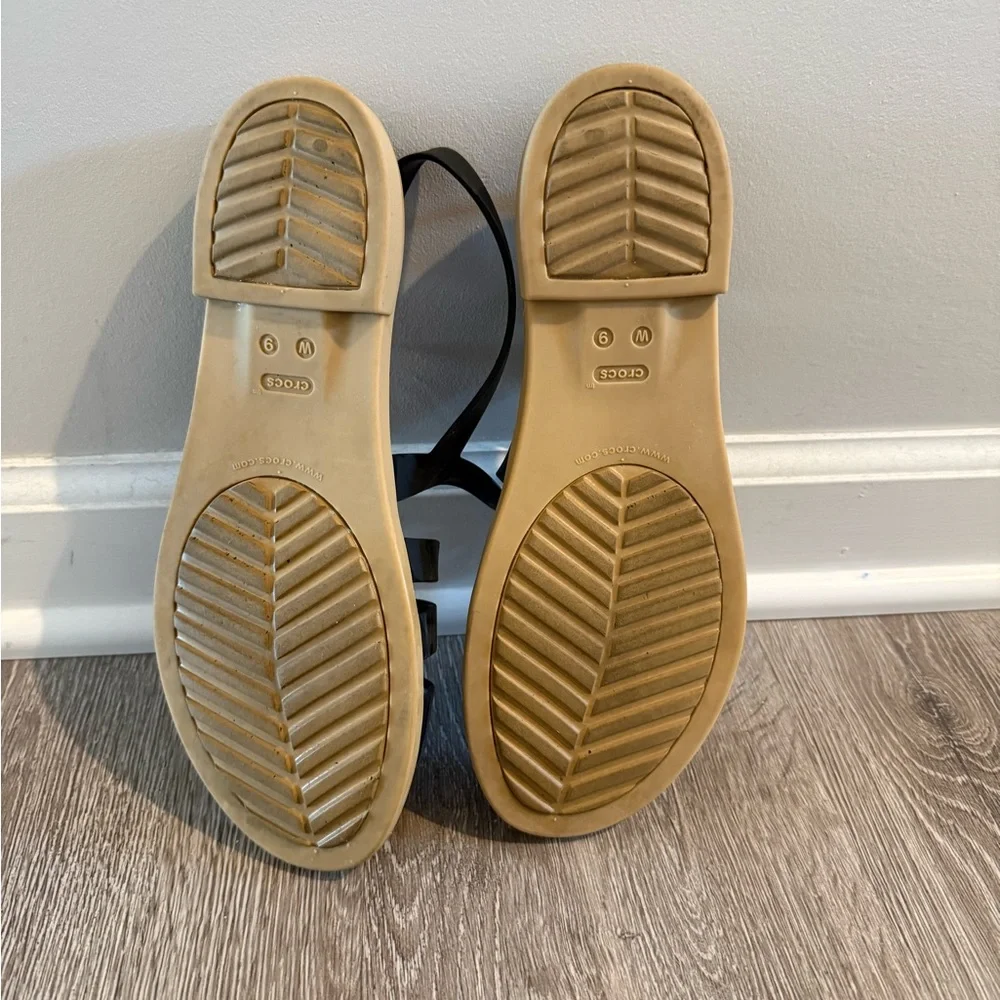 CROCS Women's Black and Tan Sandals - Picture 3 of 3